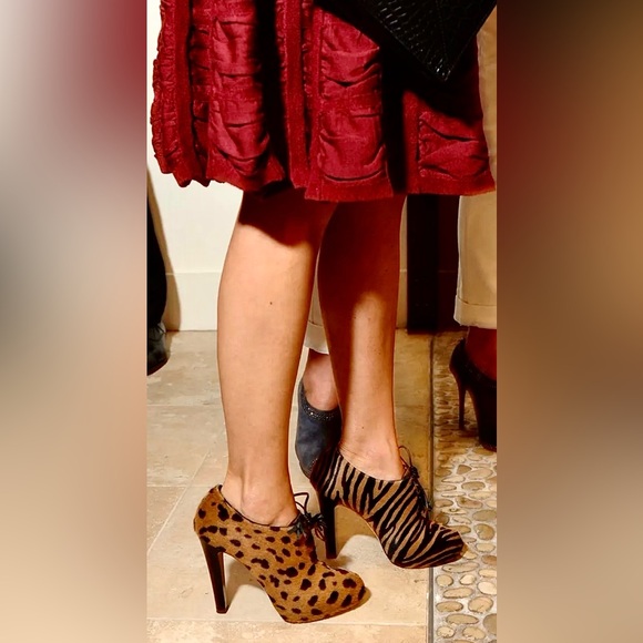 Charlotte Olympia Shoes - Charlotte Olympia Calf Hair Leopard Zebra Print Lace-Up Heels Size 37